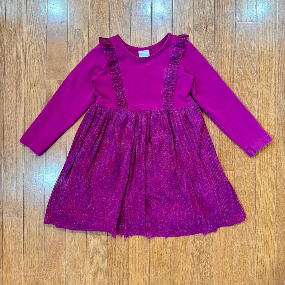 Hanna Andersson Girls 4T 100cm Sparkle Dress In Soft Tulle Long Sleeve Princess